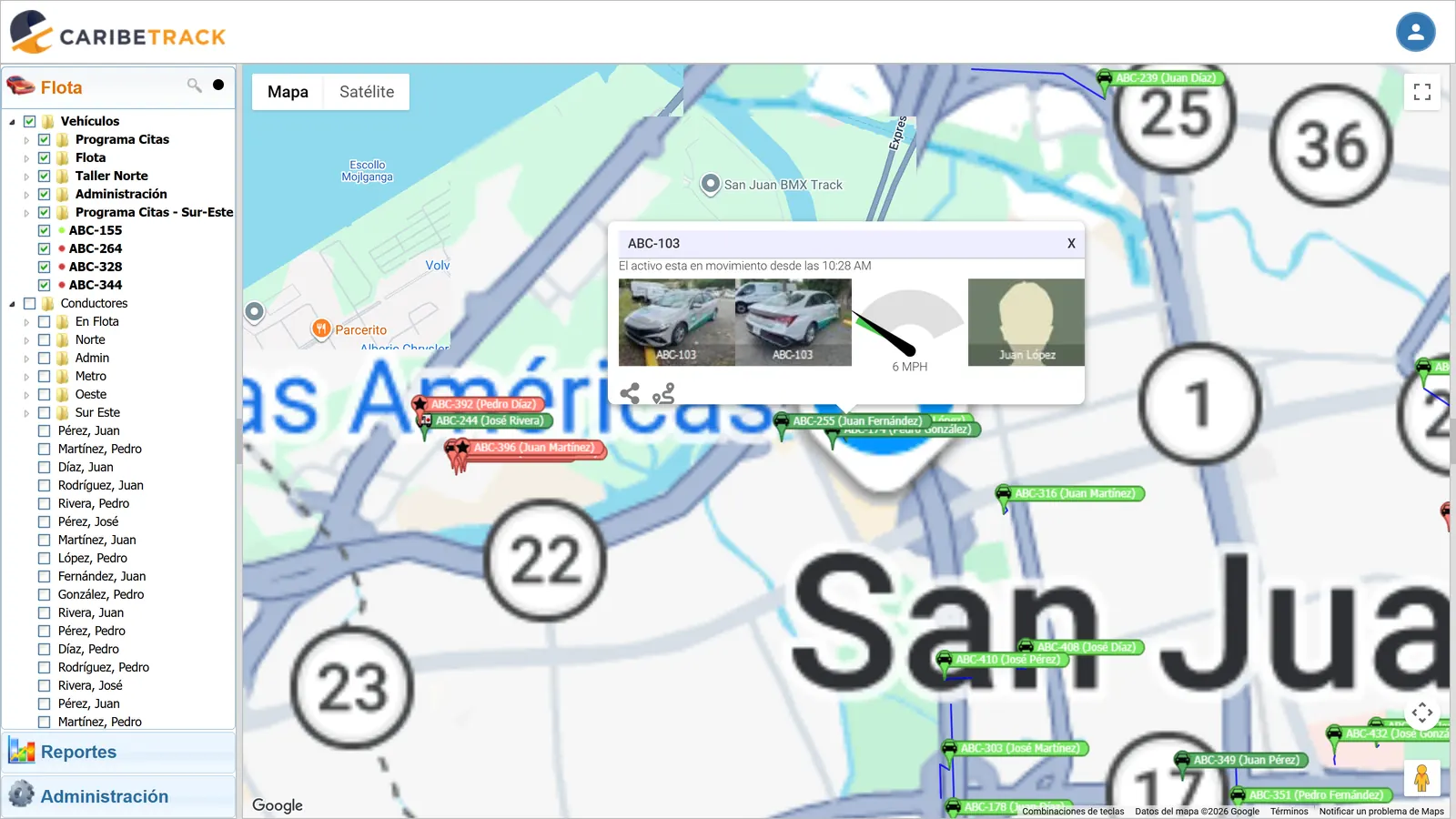 Vehículo en movimiento con velocímetro